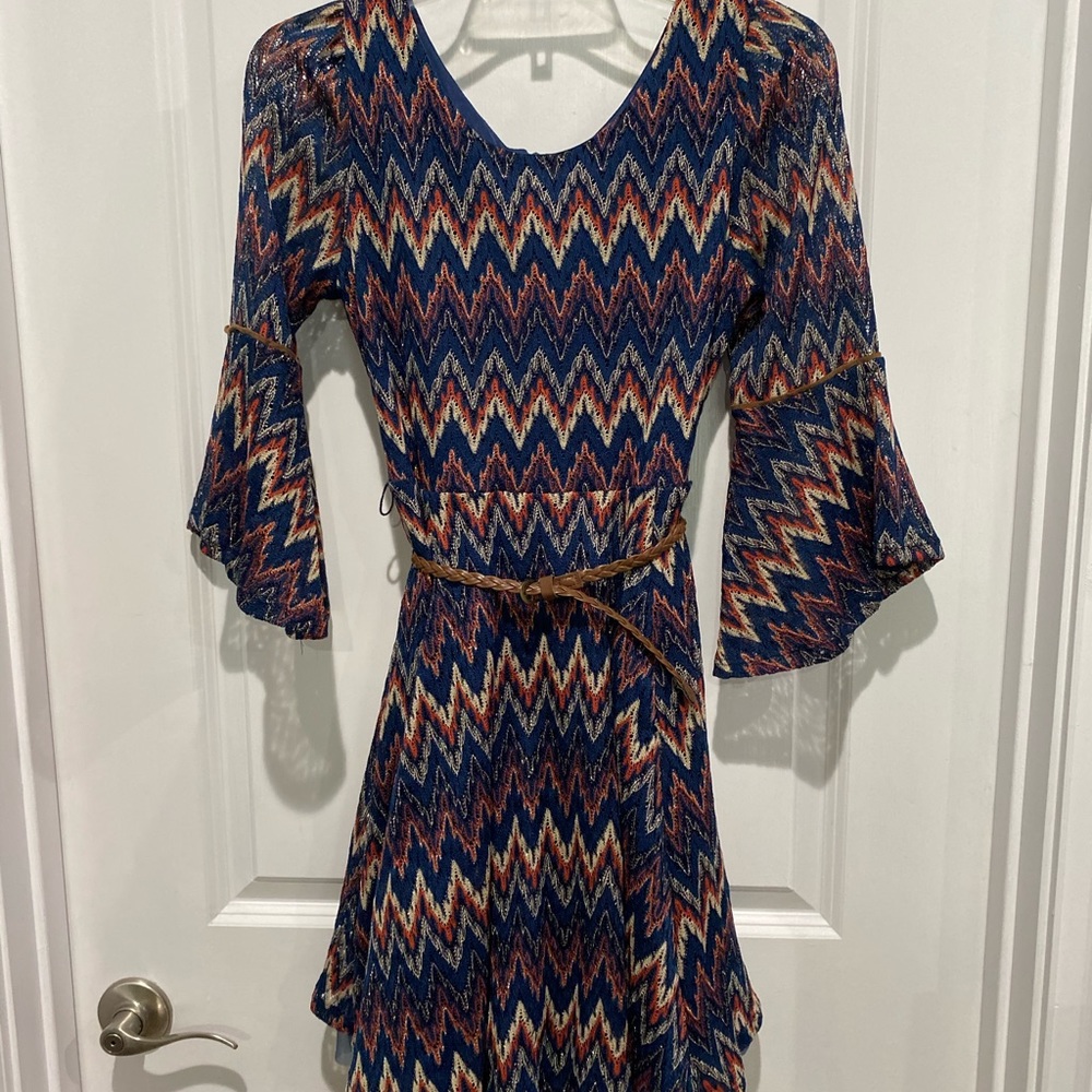 Girls Beautees Chevron Print Dress, Sz 16